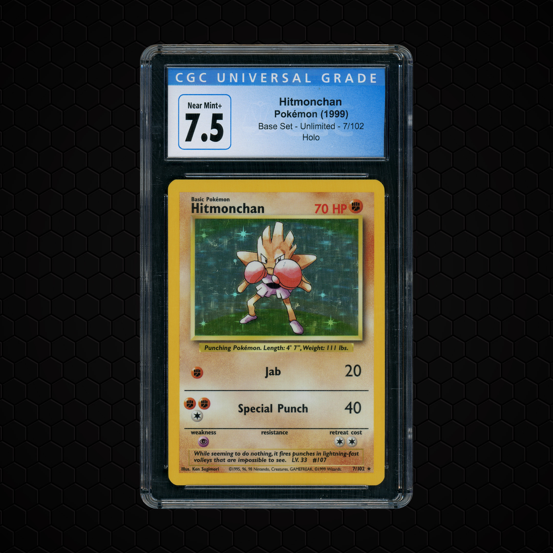 1999 Base Set Unlimited Hitmonchan #7 CGC 7.5