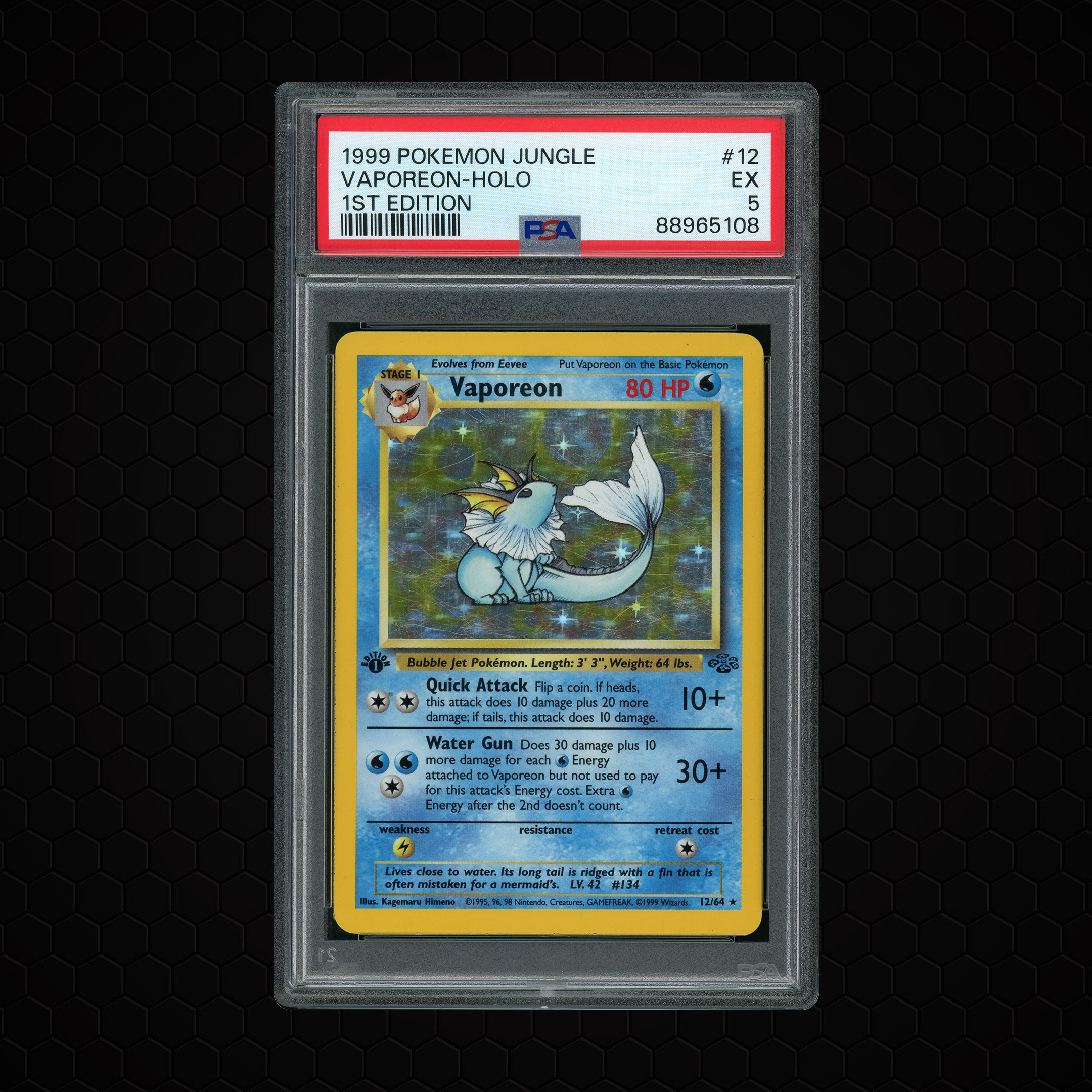 1999 Jungle 1st Edition Vaporeon #12 PSA 5