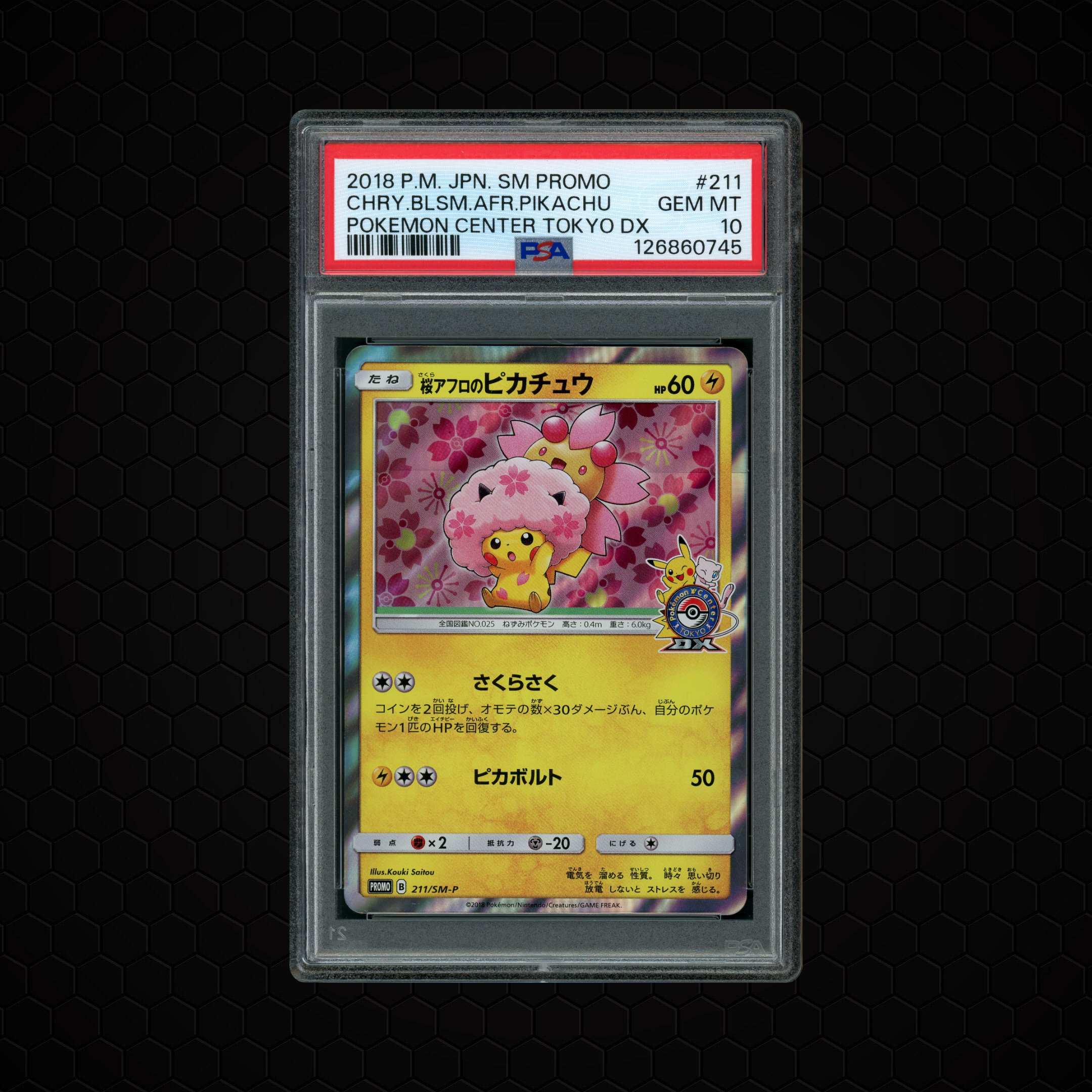 2018 Japanese Promo Cherry Blossom Afro Pikachu #211 PSA 10