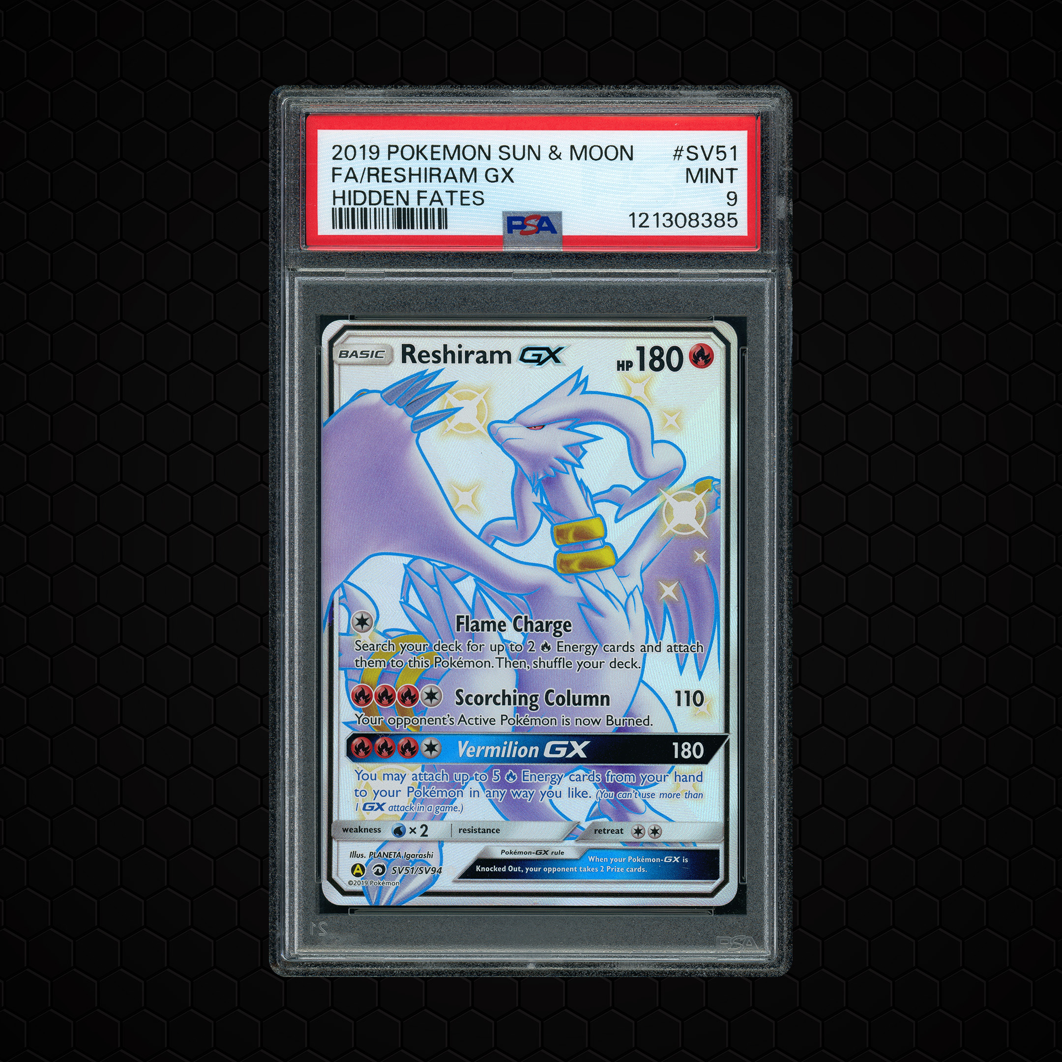 2019 Hidden Fates Reshiram GX #SV51 PSA 9